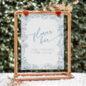 Elegante Blue Chinoiserie Blume Bar Sockelschild