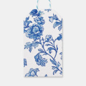 Elegante Blue Chinoiserie Brautparty Geschenk Tag Geschenkanhänger (Rückseite)