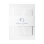 Elegante Blue Chinoiserie Crest Monogram Wedding Einladungsbanderole (Vorderseite Beispiel)
