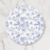 Elegante Blue Chinoiserie Crest Monogram Wedding Geschenkanhänger (Rückseite)