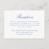 Elegante Blue Chinoiserie Hochzeitsempfang Begleitkarte (Vorderseite)