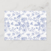 Elegante Blue Chinoiserie Hochzeitsempfang Begleitkarte (Rückseite)
