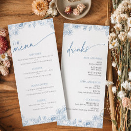 Elegante Blue Chinoiserie Speisekarte