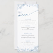 Elegante Blue Chinoiserie Speisekarte (Vorderseite)