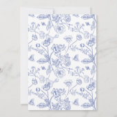 Elegante Blue Chinoiserie Viktorianische Hochzeit Einladung (Rückseite)