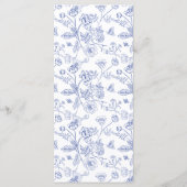 Elegante Blue Chinoiserie Viktorianische Hochzeit Menükarte (Rückseite)