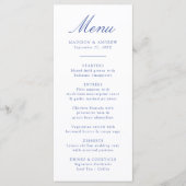 Elegante Blue Chinoiserie Viktorianische Hochzeit Menükarte (Vorderseite)