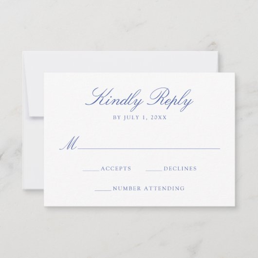 Elegante Blue Chinoiserie Viktorianische Hochzeit RSVP Karte (Vorderseite)