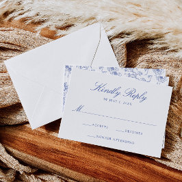 Elegante Blue Chinoiserie Viktorianische Hochzeit RSVP Karte