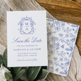 Elegante Blue Chinoiserie Viktorianische Hochzeit Save The Date