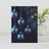 Elegante Blue Christmas Ornaments Karte (Stehend Vorderseite)