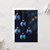 Elegante Blue Christmas Ornaments Karte (Vorderseite/Rückseite Beispiel)