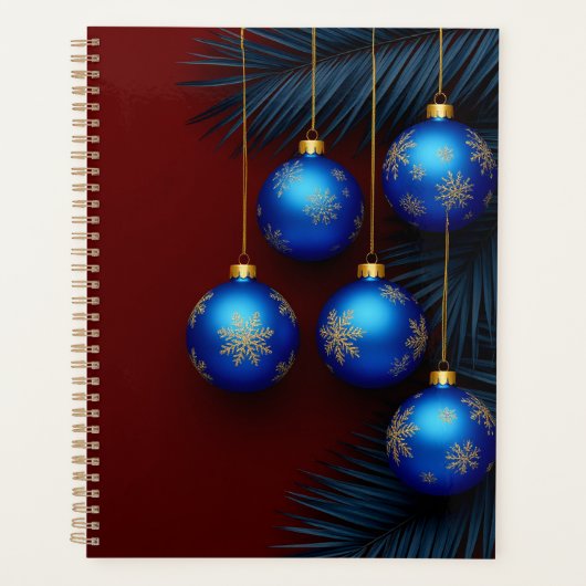 Elegante Blue Christmas Ornaments Planer (Vorderseite)