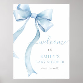 Elegante Blue Coquette Bow Boy Baby Dusche Willkom Poster