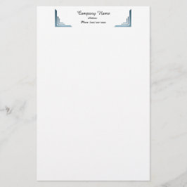 Elegante Blue Corner Border Beruflich Stationery Briefpapier