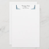 Elegante Blue Corner Border Beruflich Stationery Briefpapier (Vorne/Hinten)