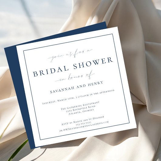 Elegante Blue Couples Bridal Dusche Einladung