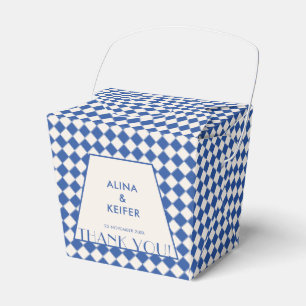 Elegante Blue & Cream Checkered Wedding Geschenkschachtel
