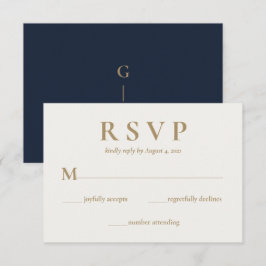 Elegante Blue Cream Wedding RSVP Card Karte