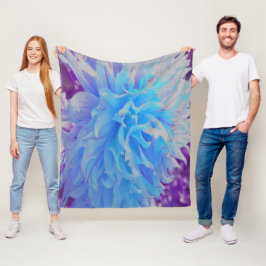 Elegante Blue Decorative Dahlia Blume Fleecedecke