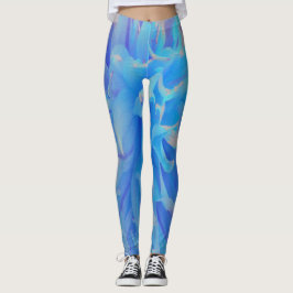 Elegante Blue Decorative Dahlia Blume Leggings