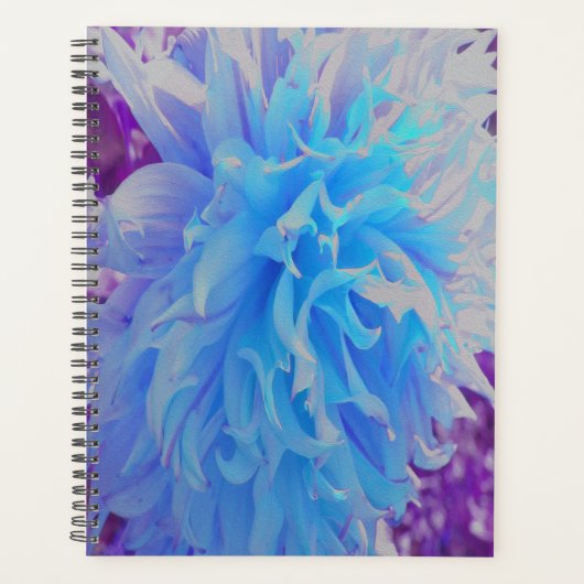 Elegante Blue Decorative Dahlia Blume Planer (Vorderseite)