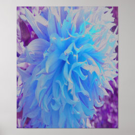 Elegante Blue Decorative Dahlia Blume Poster