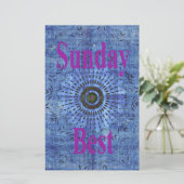 Elegante Blue Denim Motif Vektormuster Art Briefpapier (Stehend Vorderseite)