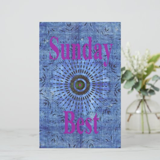 Elegante Blue Denim Motif Vektormuster Art Briefpapier (Stehend Vorderseite)