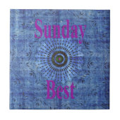 Elegante Blue Denim Motif Vektormuster Art Fliese (Vorderseite)