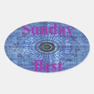 Elegante Blue Denim Motif Vektormuster Art Ovaler Aufkleber