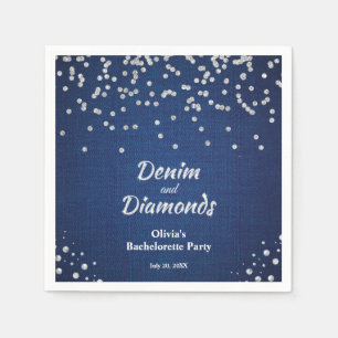 Elegante Blue Denim und Diamanten Junggesellinnena Serviette