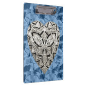 Elegante Blue Designer Heart Clipboard Klemmbrett (Rechts)