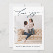 Elegante Blue Dots Liebe und Joy Calligraphy Holid Einladung (Vorderseite)