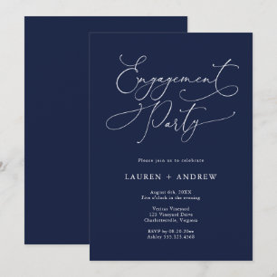 Elegante Blue Engagement Party Einladung