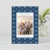 Elegante Blue Family Christmas Card Karte (Stehend Vorderseite)