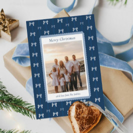 Elegante Blue Family Christmas Card Karte