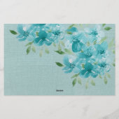 Elegante Blue Field Blume Wasserfarbe Briefpapier (Rückseite)