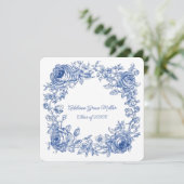 Elegante Blue Floral Abschluss Foto Ankündigung (Stehend Vorderseite)