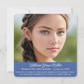 Elegante Blue Floral Abschluss Foto Ankündigung (Rückseite)