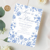 Elegante Blue Floral Brautparty Favoriten Sockelschild