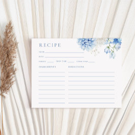 Elegante Blue Floral Brautparty Rezept Karte
