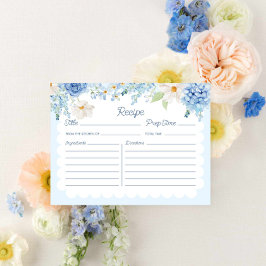 Elegante Blue Floral Bridal Rezept Karte