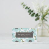 Elegante Blue Floral Business Cards - Groon Visitenkarte (Stehend Vorderseite)