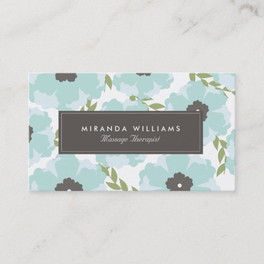Elegante Blue Floral Business Cards - Groon Visitenkarte (Vorderseite)