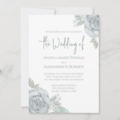 Elegante Blue Floral Custom Wedding Einladung (Vorderseite)