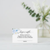 Elegante Blue Floral Diaper Raffle Card Begleitkarte (Stehend Vorderseite)