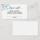 Elegante Blue Floral Diaper Raffle Card Begleitkarte (Vorne/Hinten)