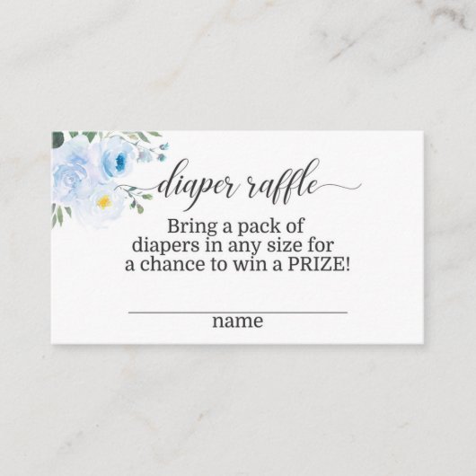 Elegante Blue Floral Diaper Raffle Card Begleitkarte (Vorderseite)