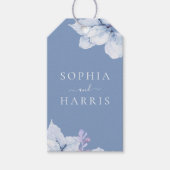 Elegante Blue Floral Gastgeschenk Hochzeit Geschenkanhänger (Vorderseite)